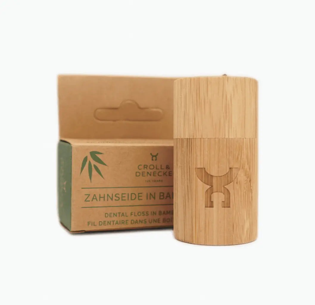 Fio dentário em caixa de bambu
