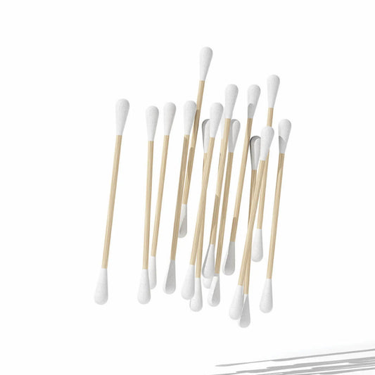 Cotonetes de algodão biológico e pau de bambu