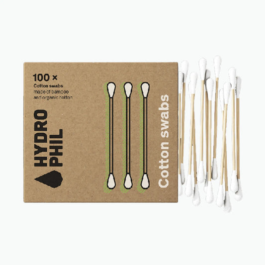 Cotonetes de algodão biológico e pau de bambu