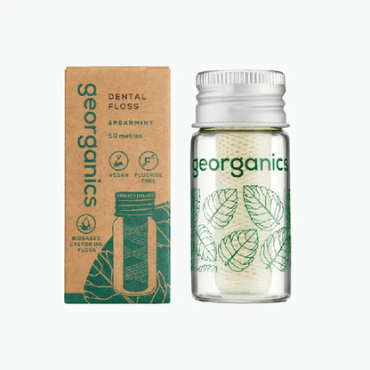 Fio dentário vegano com óleo de rícino e hortelã
